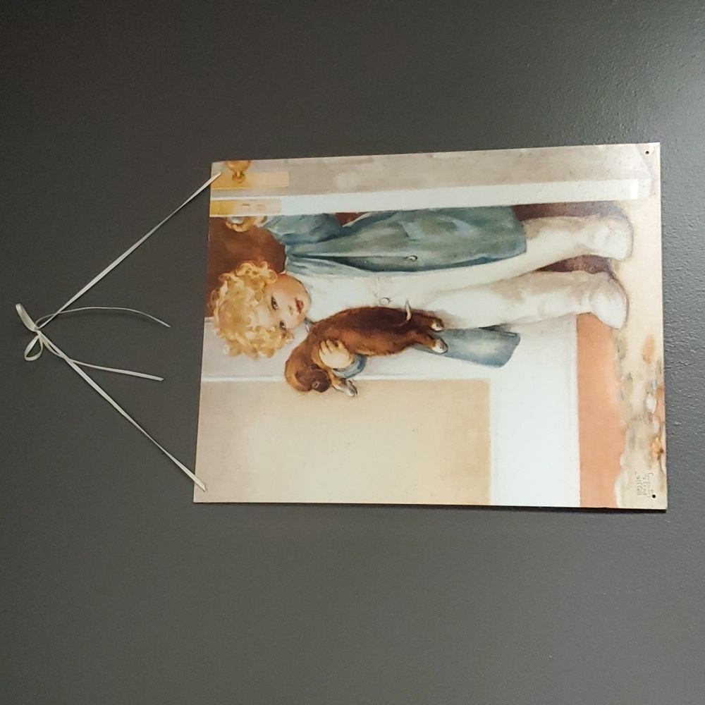 Metal Sign with Hanging Ribbon